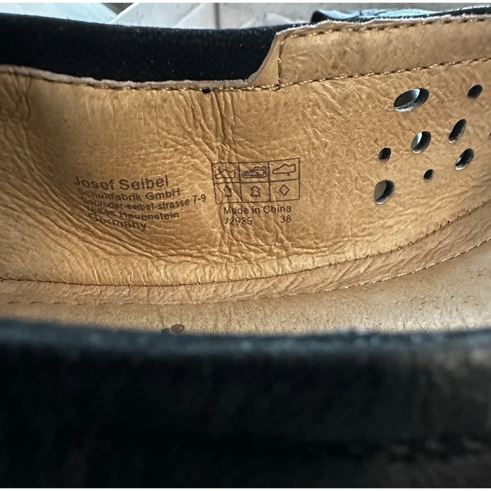 Josef Seibel Women's Pippa 29 Black Nesty Oil Burnish Leather Ballet Flat Sz 38